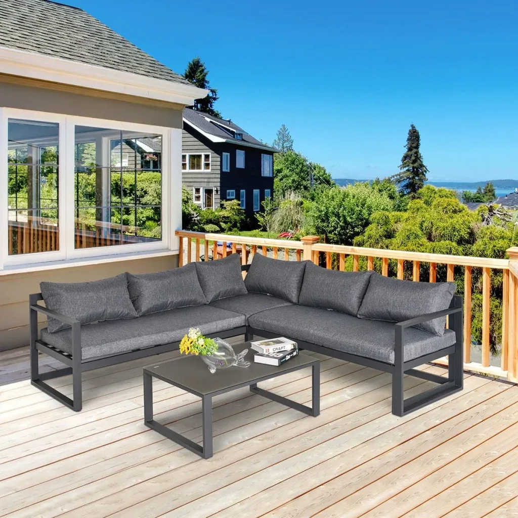 3-tlg. Gartengarnitur Gartenmöbel-Set 4-stufig verstellbar Gartenliege Gartenset Sitzgruppe mit Beistelltisch Sofa mit K