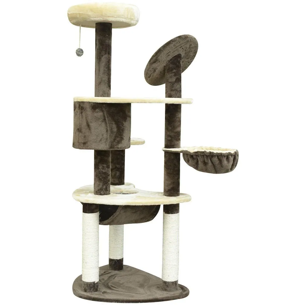 Katzenbaum Sisalsäulen 65x50x153 cm creme-kaffebraun