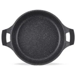Suppenauflauf aus Marmor - mit Glasdeckel schwarz - 34 CM