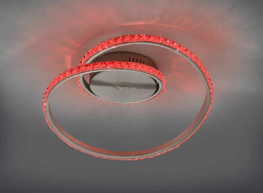 LED-Deckenleuchte RUBIN, 19 W RGBW, 3000K, 1700 lm, Fernbedienung, Alu gebürstet, Kristall-Cover