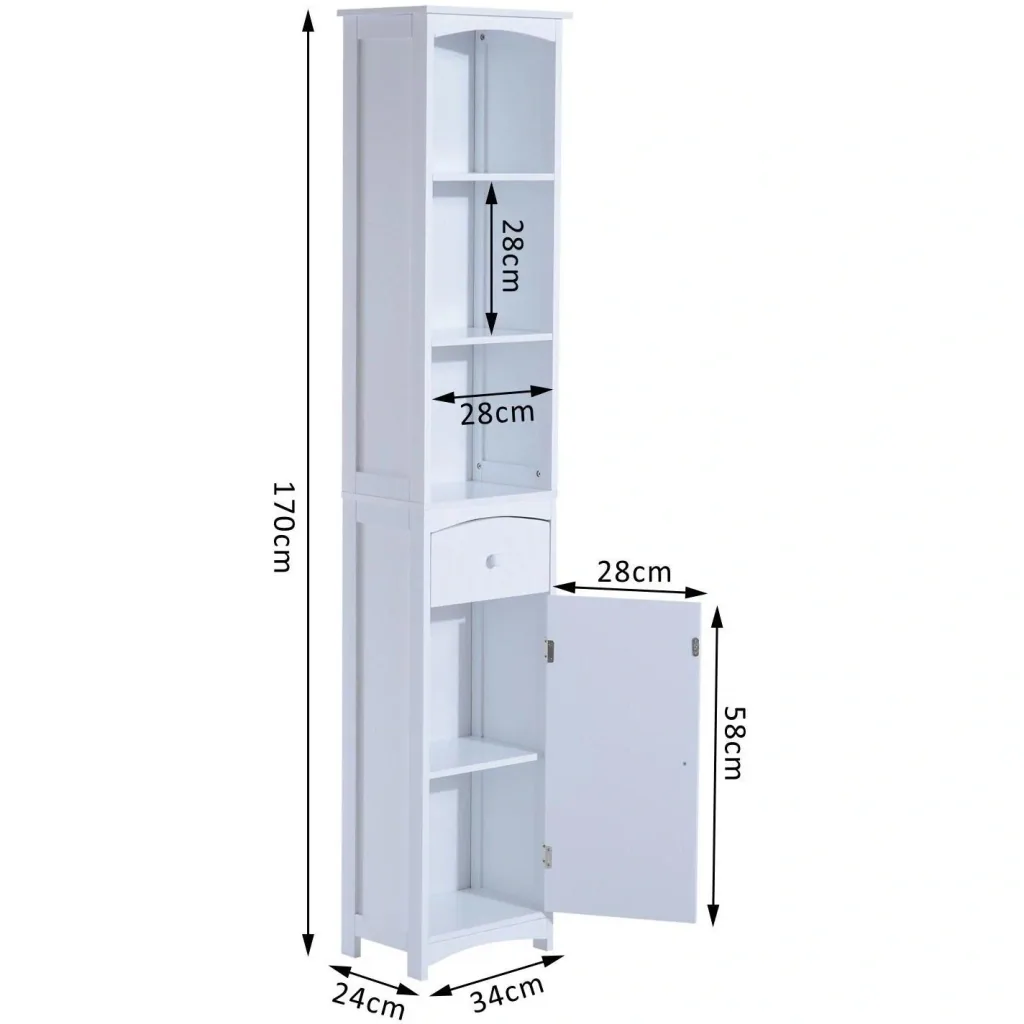 Badschrank 34x24x170cm Badezimmerschrank Badregal