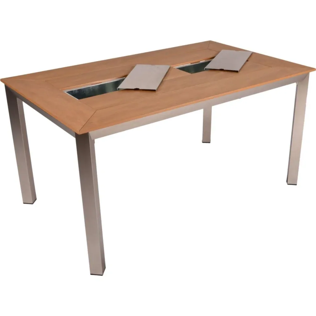 Tisch FLORENCE, mit 2 Eisbehältern, Aluminium / Non-Wood, champagner