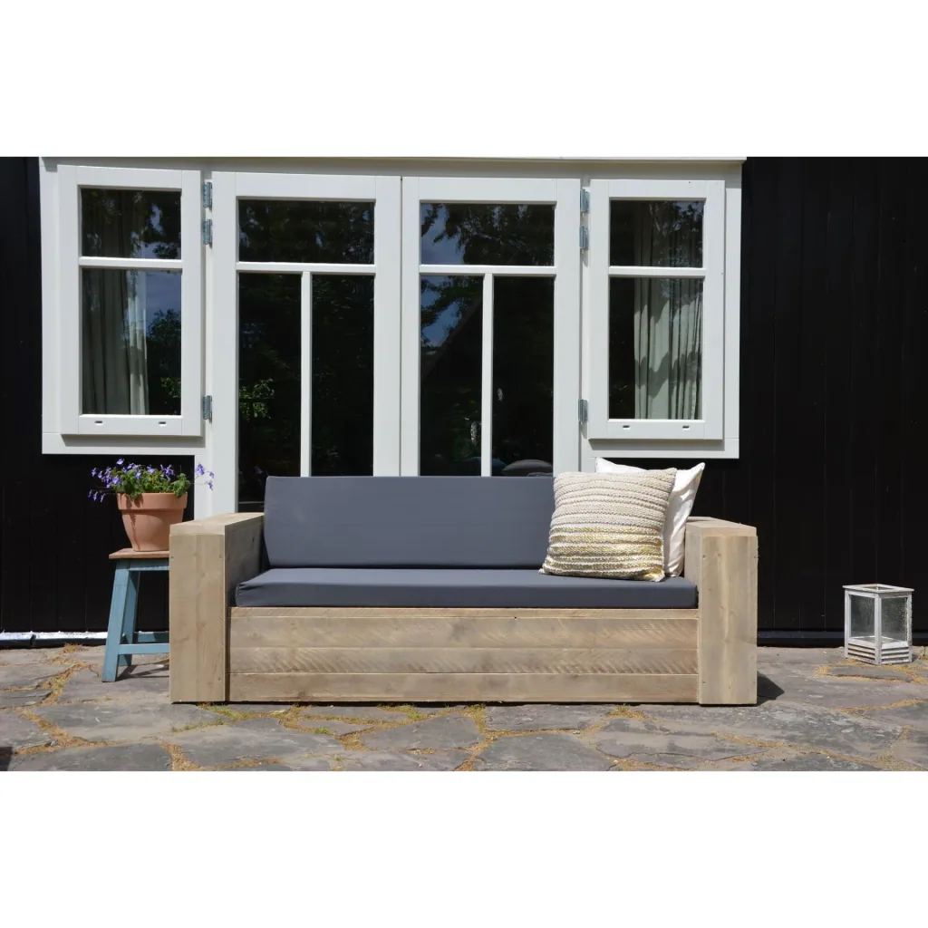 Loungebank robust Gerüst Holz 220 cm Semi-Montage-Paket