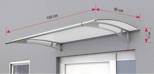 Pultvordach L 150, 150 x 95 x 17 cm, Edelstahl, 4mm, satiniert weiß
