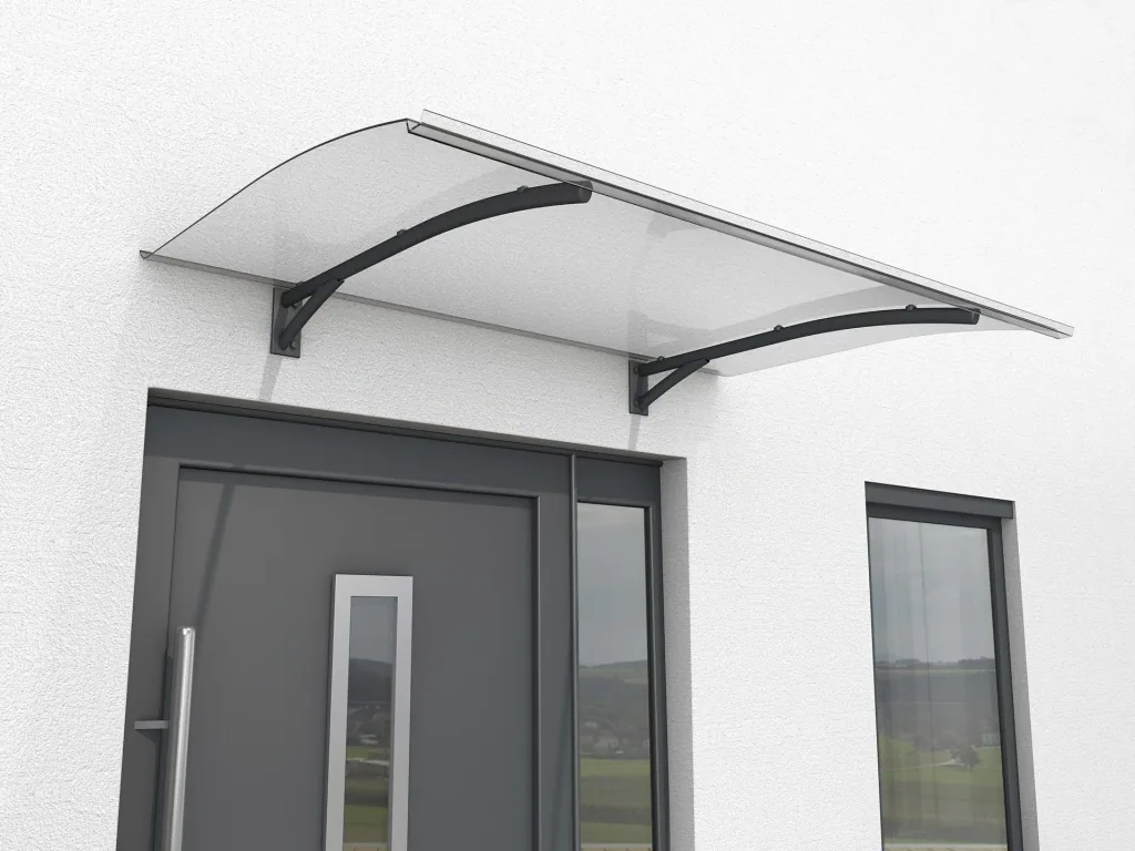 Pultvordach Typ PT Secco 150, Anthrazit, 150 x 90 x 22 cm, 3 mm klar