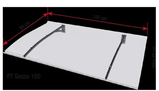 Pultvordach Typ PT Secco 150, Anthrazit, 150 x 90 x 22 cm, 3 mm klar
