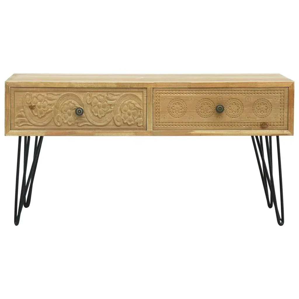 Couchtisch mit 2 Schubladen 80x40x40,5 cm verarbeitetes Holz braun