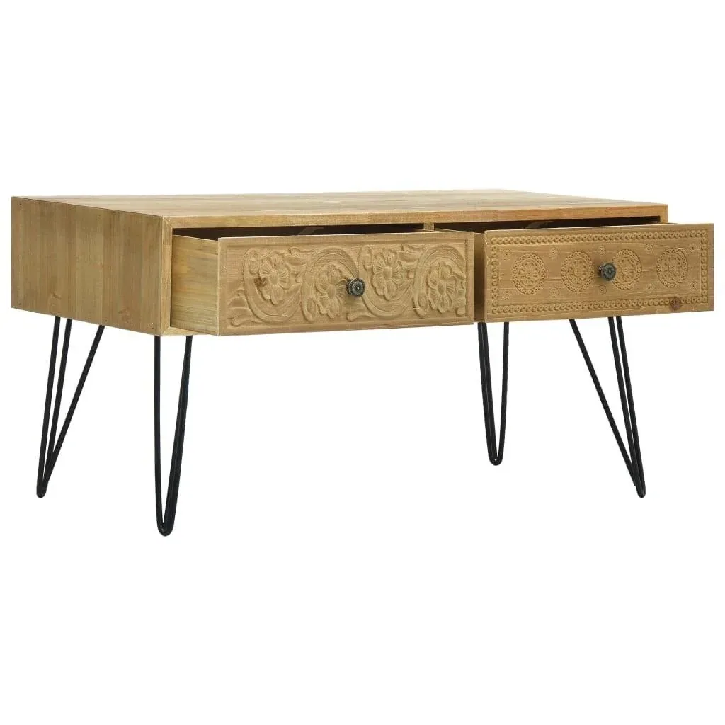 Couchtisch mit 2 Schubladen 80x40x40,5 cm verarbeitetes Holz braun