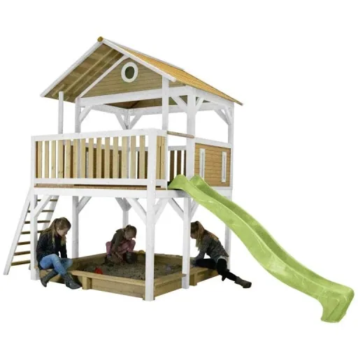 Simba Spielturm Braun/Weiß - Lindgrüner Schlitten