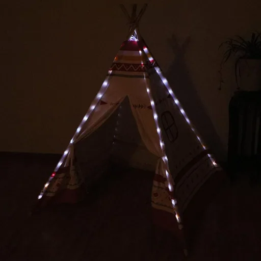 LED Tipi Zelt Rot / Weiss