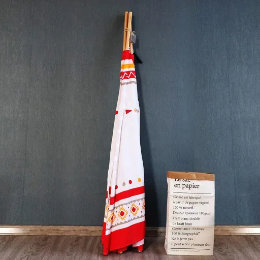 LED Tipi Zelt Rot / Weiss