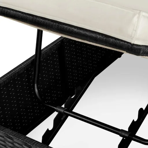 2-Personen-Liege Polyrotan schwarz - creme 193 x 116 x 33cm