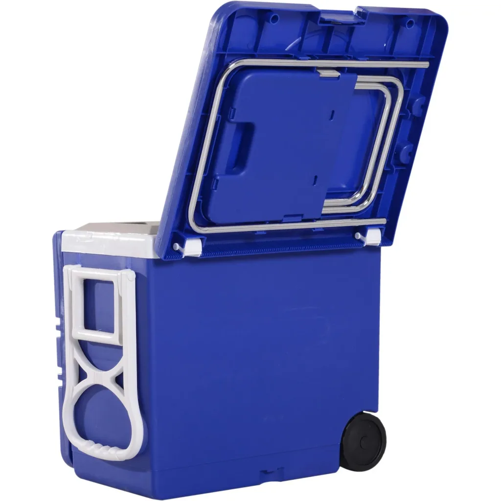 Kühlbox mit Rollen 28L tragbar Camping 3-in-1-Set mit 1 Seitentisch + 2 Hocker klappbar
