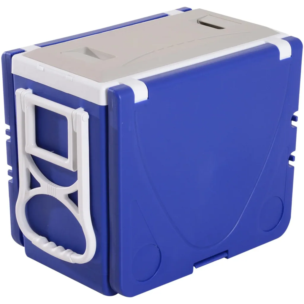 Kühlbox mit Rollen 28L tragbar Camping 3-in-1-Set mit 1 Seitentisch + 2 Hocker klappbar