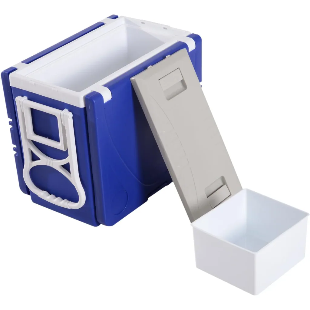 Kühlbox mit Rollen 28L tragbar Camping 3-in-1-Set mit 1 Seitentisch + 2 Hocker klappbar