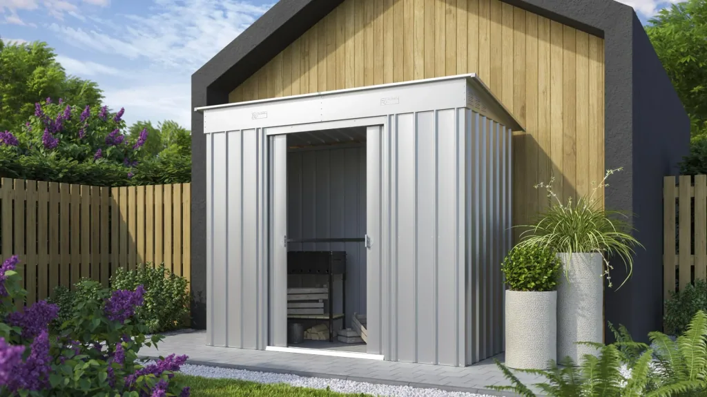 Gerätehaus Pultdach Skillion 84, silber metallic