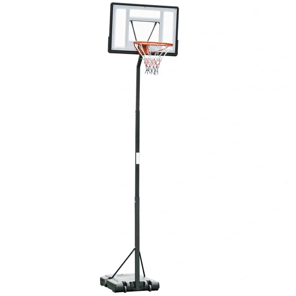Mobiler Basketballständer Basketballkorb mit Ständer höhenverstellbar, Stahl+Kunststoff, Schwarz, 86 x 153 x 302-352 cm