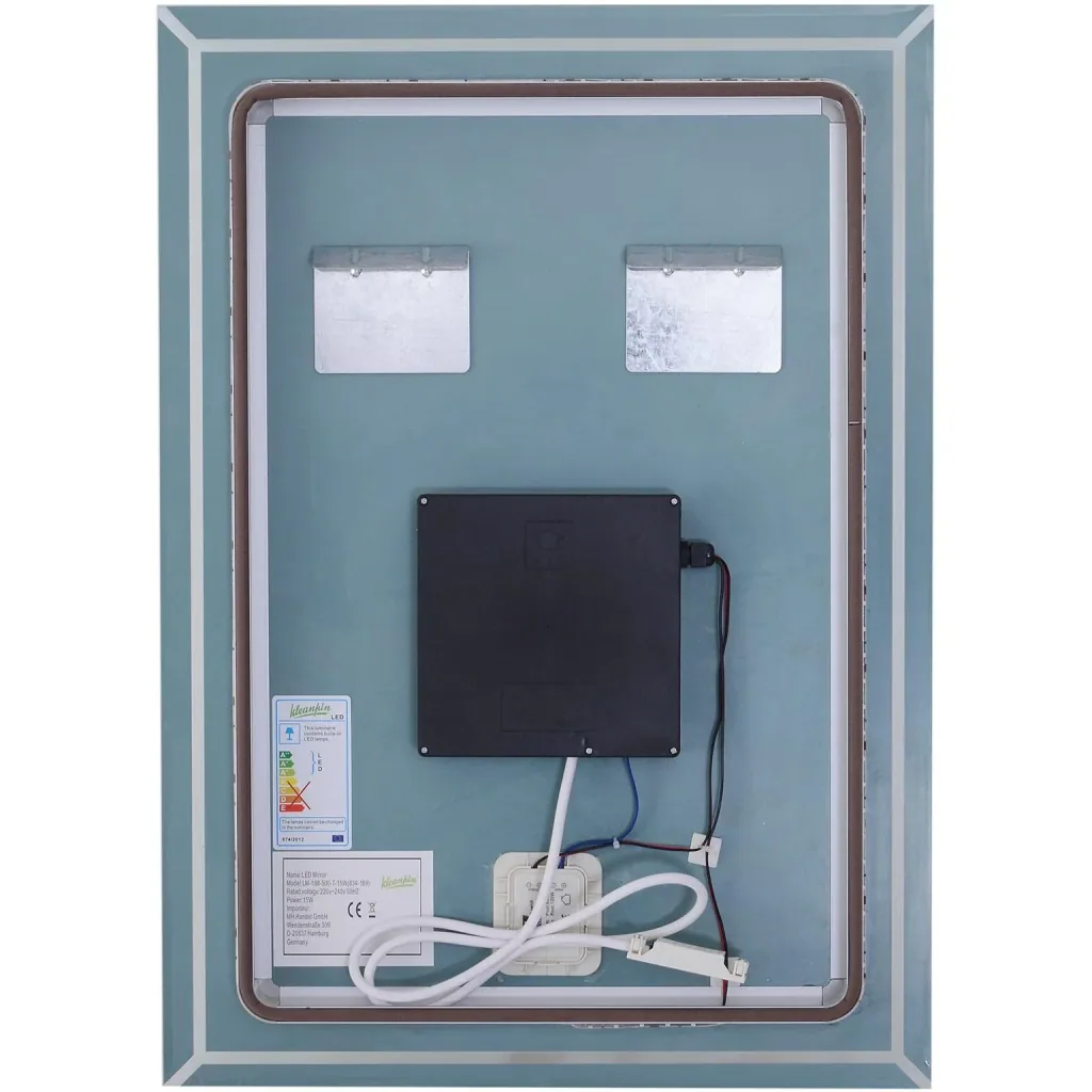 LED Badezimmerspiegel Wandspiegel Touchschalter Energieklasse A Alurahmen Silber 50 x 3 x 70 cm
