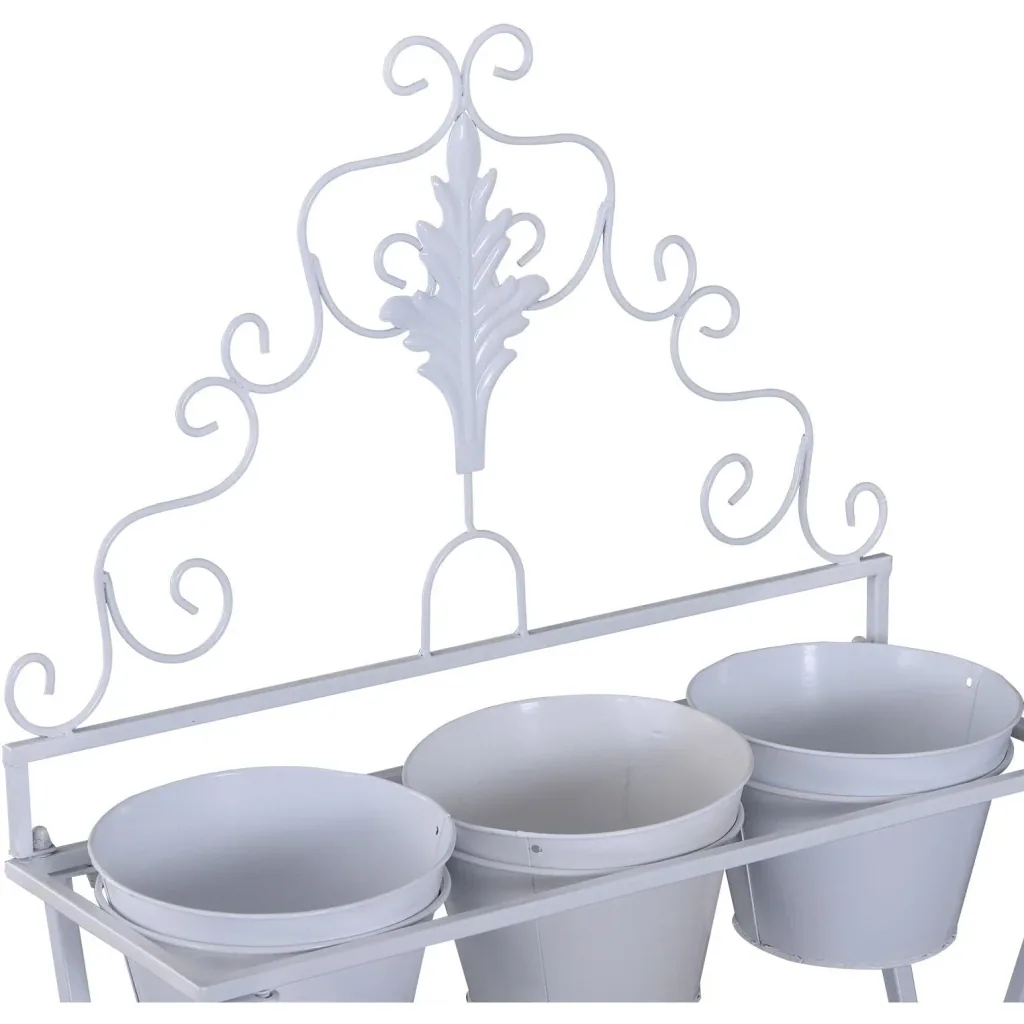 Pflanzregal Pflanzenständer Blumenregal Blumenständer mit 3 Kasten Metall Weiß 58 x 21 x 100 cm