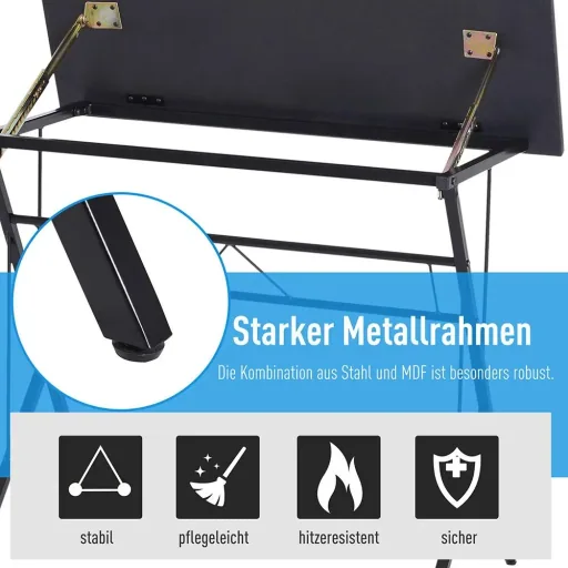 Laptoptisch neigbar Kinderschreibtisch Notebooktisch höhenverstellbar Schwarz 90 x 50 x (76 91) cm