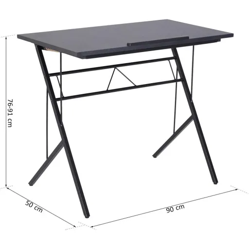 Laptoptisch neigbar Kinderschreibtisch Notebooktisch höhenverstellbar Schwarz 90 x 50 x (76 91) cm