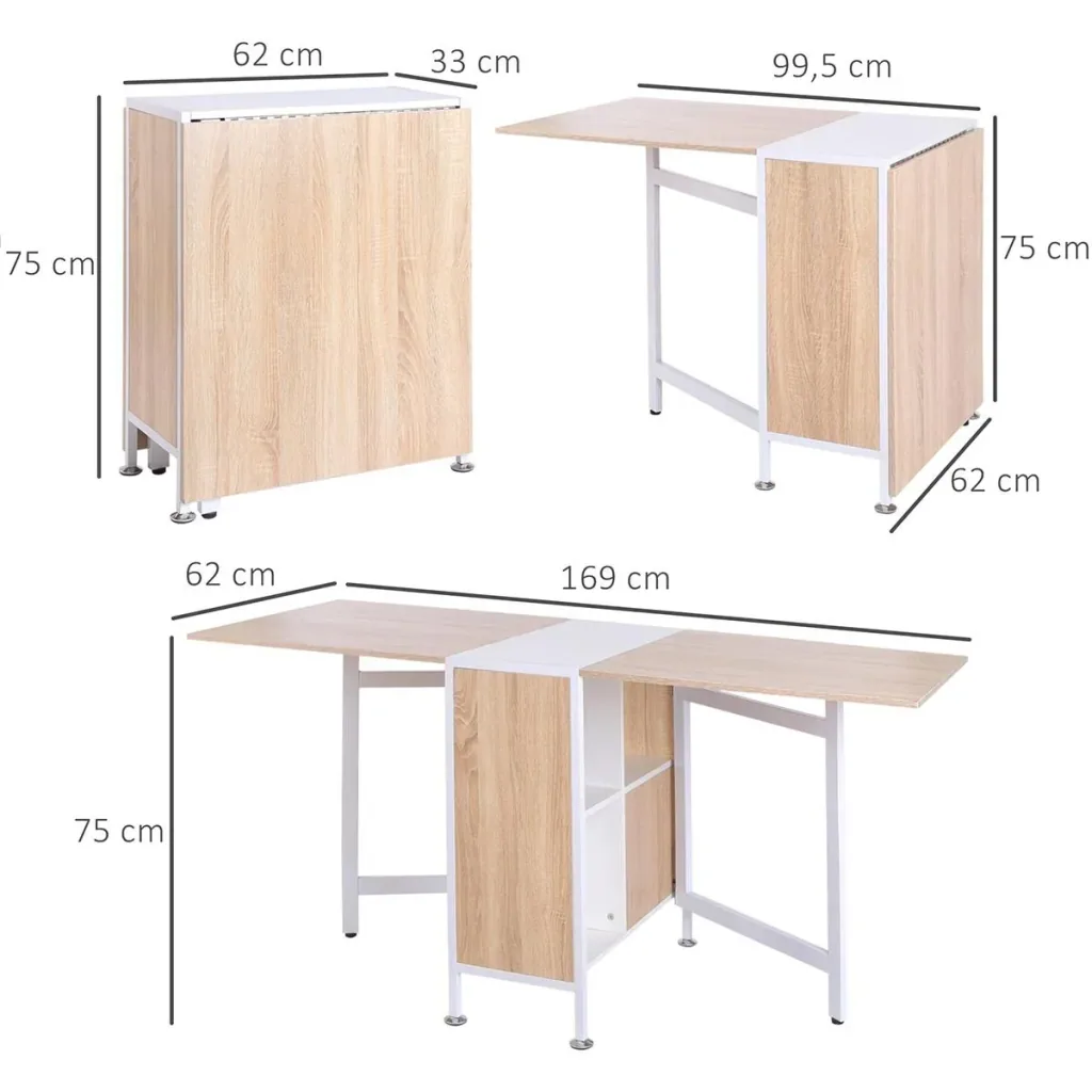 Klapptisch mit Stauraum natur, weiß