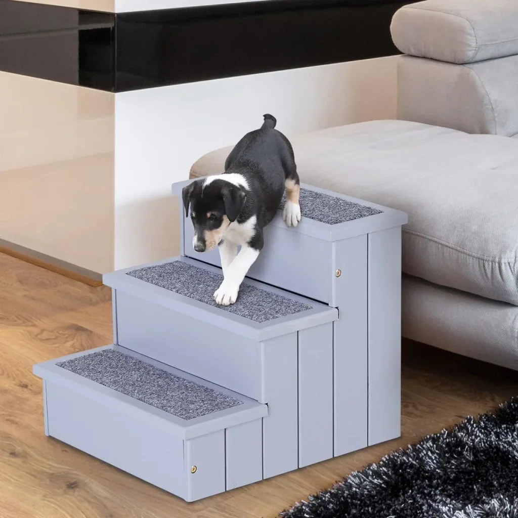 Haustiertreppe mit 3 Stufen grau