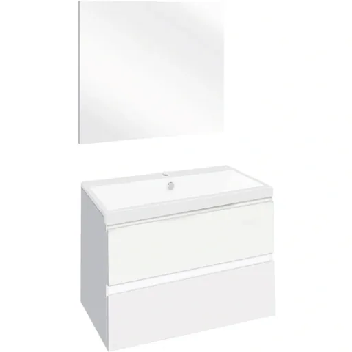 Concept Badezimmermöbel met spiegel 60cm - Weiss/Weiss