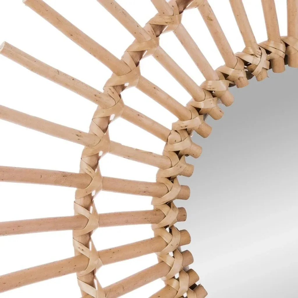 NL Spiegel Rund - 58 cm - Braun/Rotan