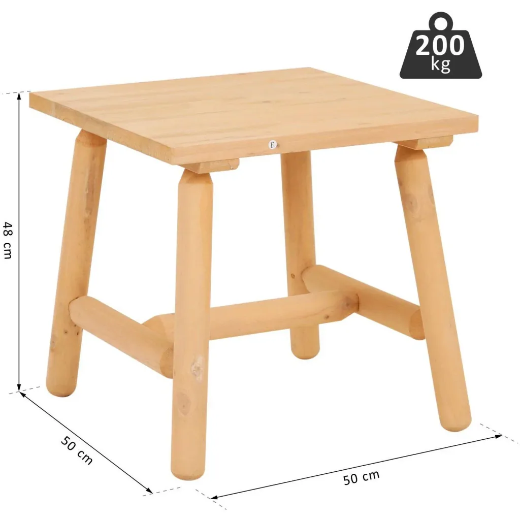 Holzhocker Garten Beistelltisch Gartentisch Kinderstuhl Allzweck Tannenholz Natur 50 x 50 x 48 cm