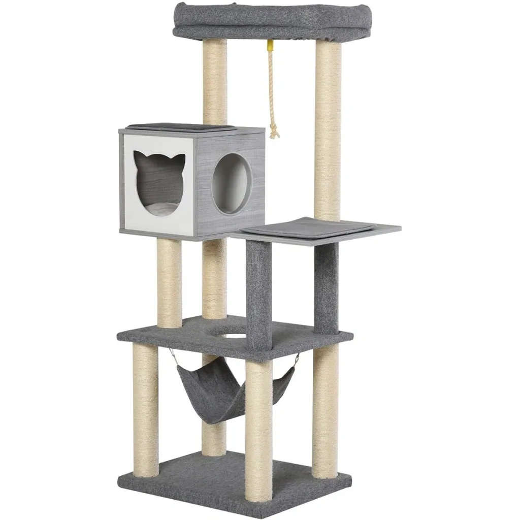 Katzen klettern am Baum Multiaktivitäten, grau & weiss