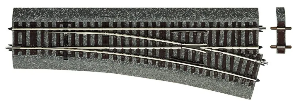 Weiche rechts Wr15 für Handbetrieb, mit Bettung, Länge 230 mm