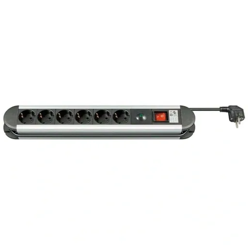 Aluminium Steckdosenleiste 6-fach