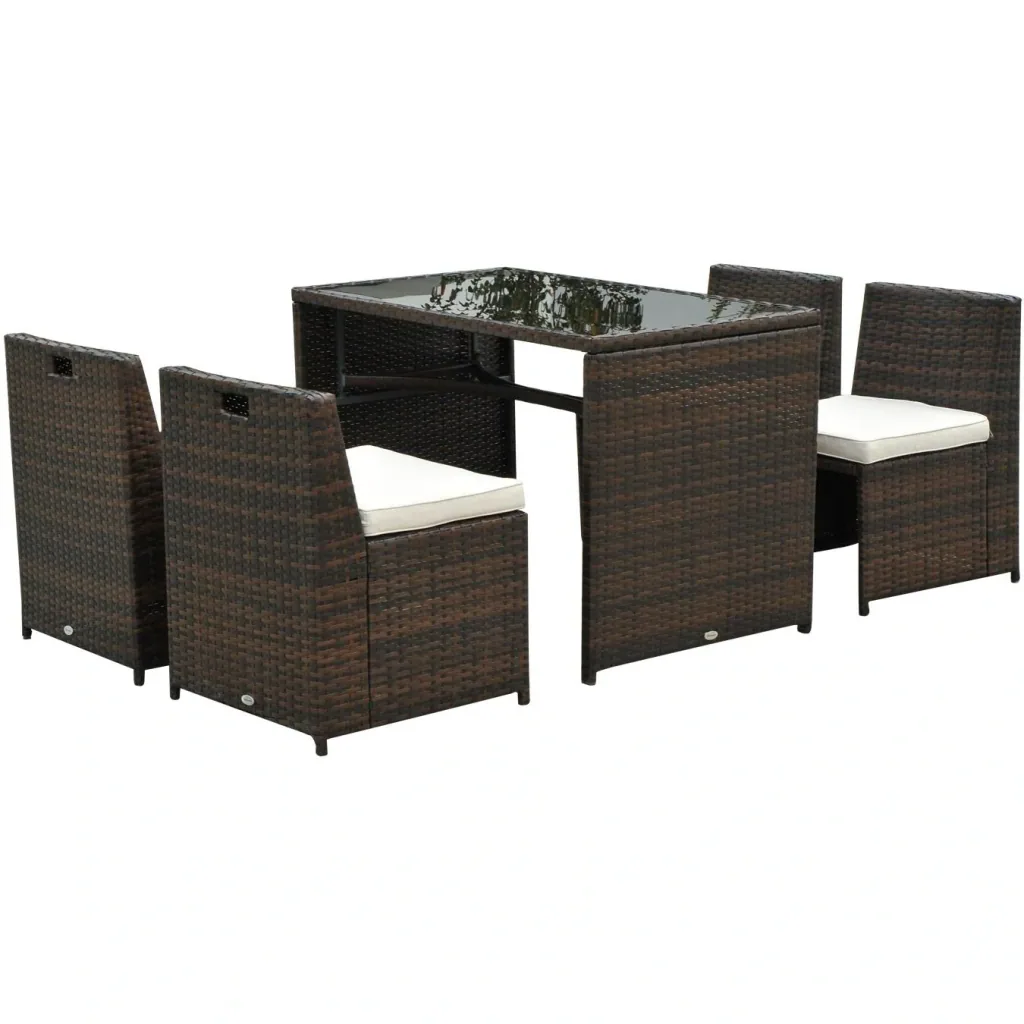 5 tlg, Polyrattan Garnitur Gartenset Sitzgruppe Gartenmöbel