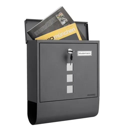 Briefkasten mit Zeitungshalter anthrazit 30,5x8,5x33,5cm