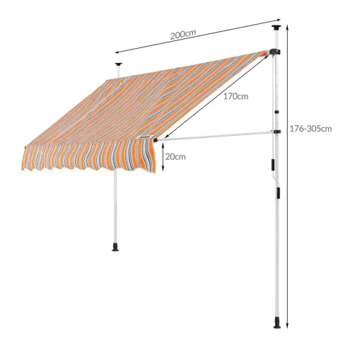 Klemmmarkise gelb/blau 200cm