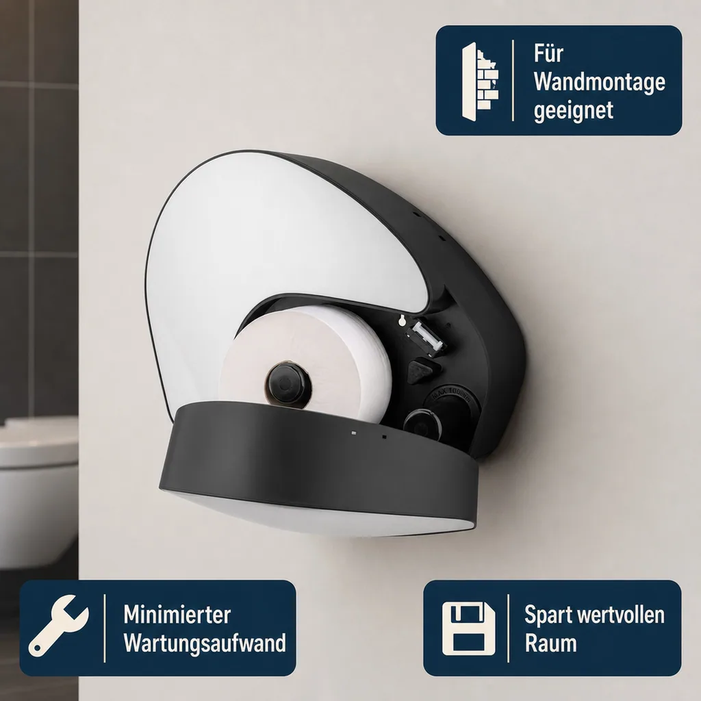 Toilettenpapierhalter, Klopapierhalter, Toilettenpapierspender - PQXJumbo, Großrollenspender mini, Restrolle Funktion, Edelstahl/Kunststoff