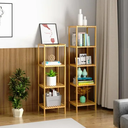 Stehende Bad-/Wohnzimmerschrank Bambus 140x33x33cm