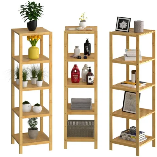 Stehende Bad-/Wohnzimmerschrank Bambus 140x33x33cm