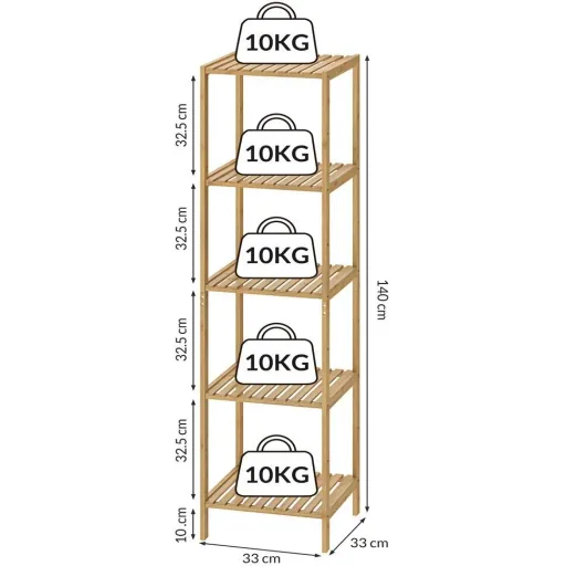 Stehende Bad-/Wohnzimmerschrank Bambus 140x33x33cm