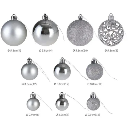 Weihnachtskugeln - Christbaumschmuck - Silber 100 Stück.