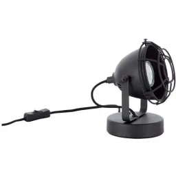 Tischleuchte Carmen XS grill industriell floodlight mat Holzschwarz 28W Ø 13 cm