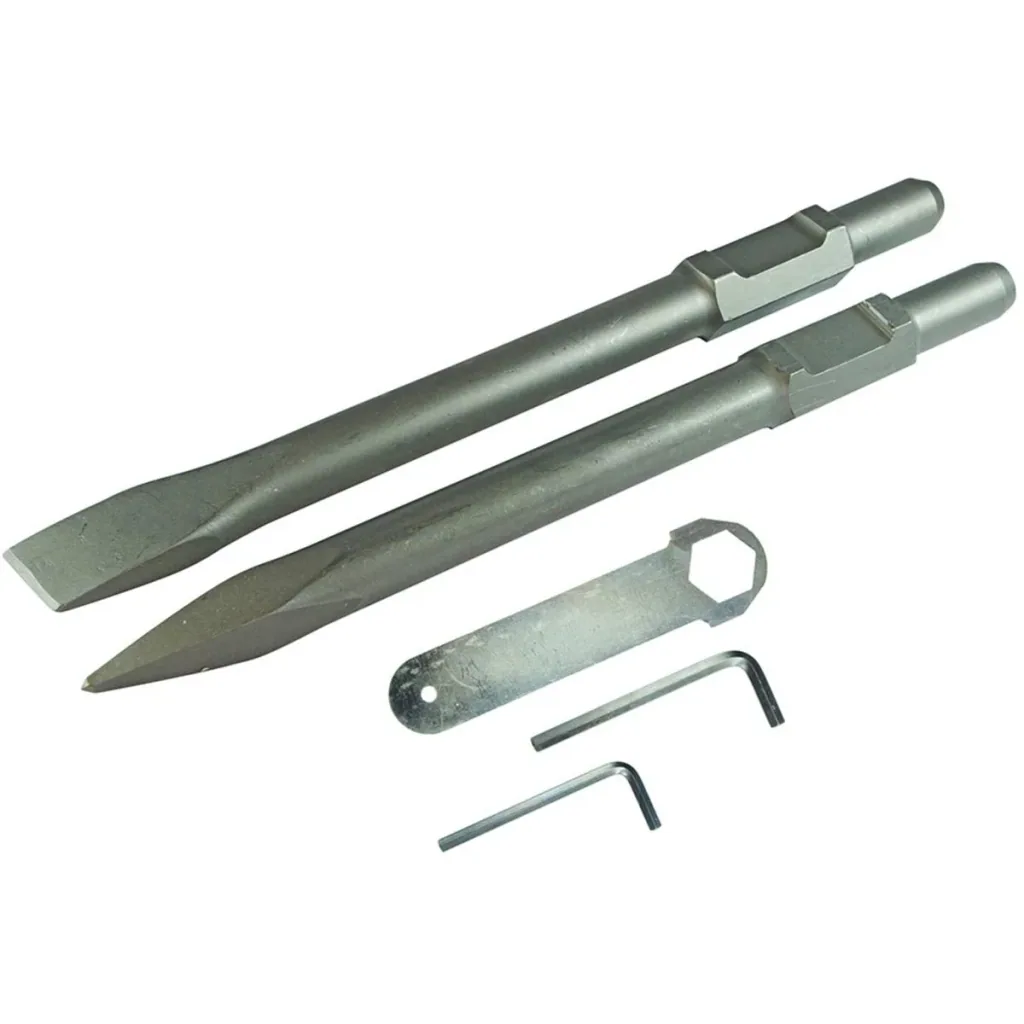 Elektrischer Aufbrechhammer einschließlich Flachmeißel und Spitzmeißel