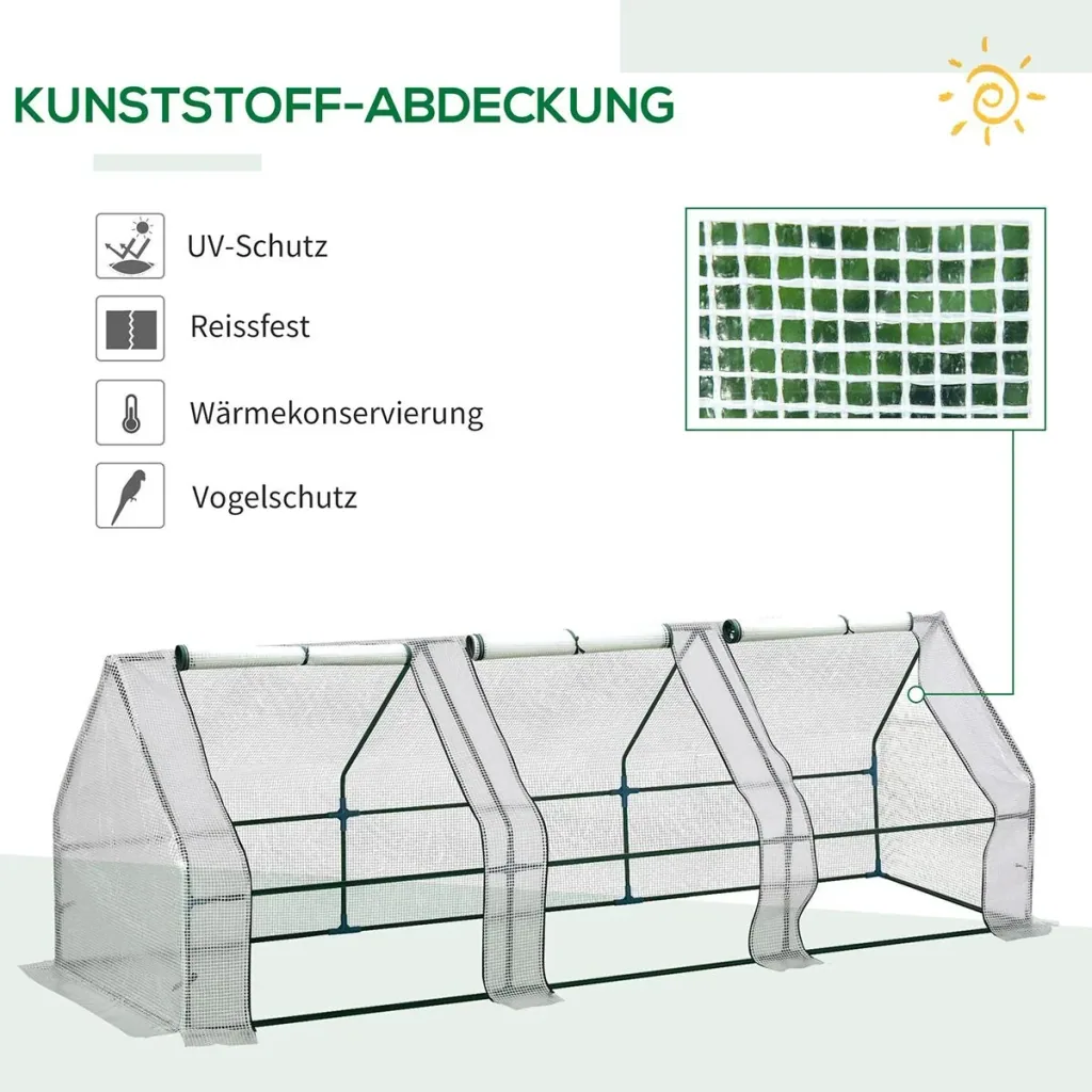 Folientunnel mit 3 Türen weiß