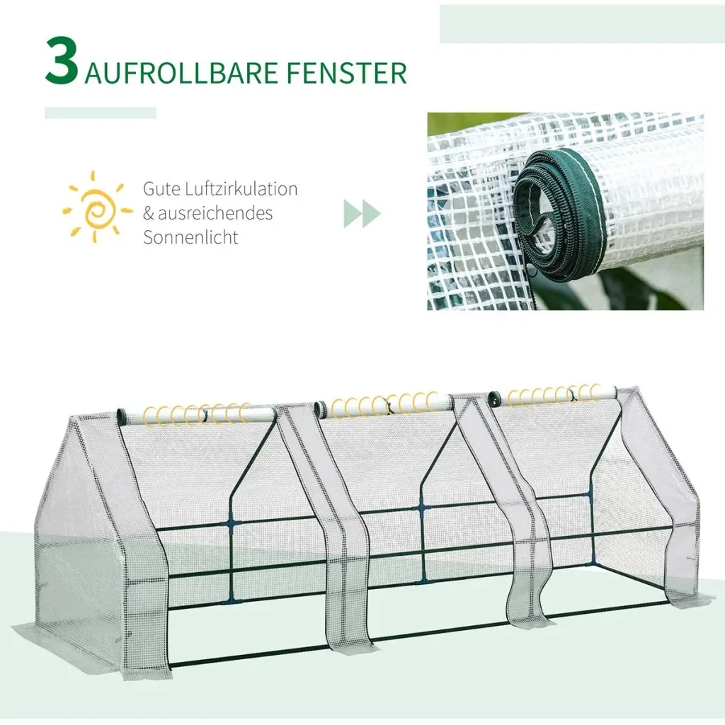 Folientunnel mit 3 Türen weiß