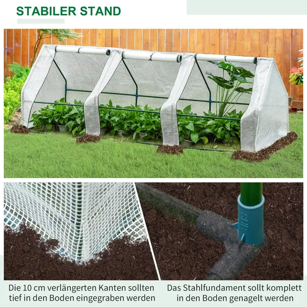 Folientunnel mit 3 Türen weiß