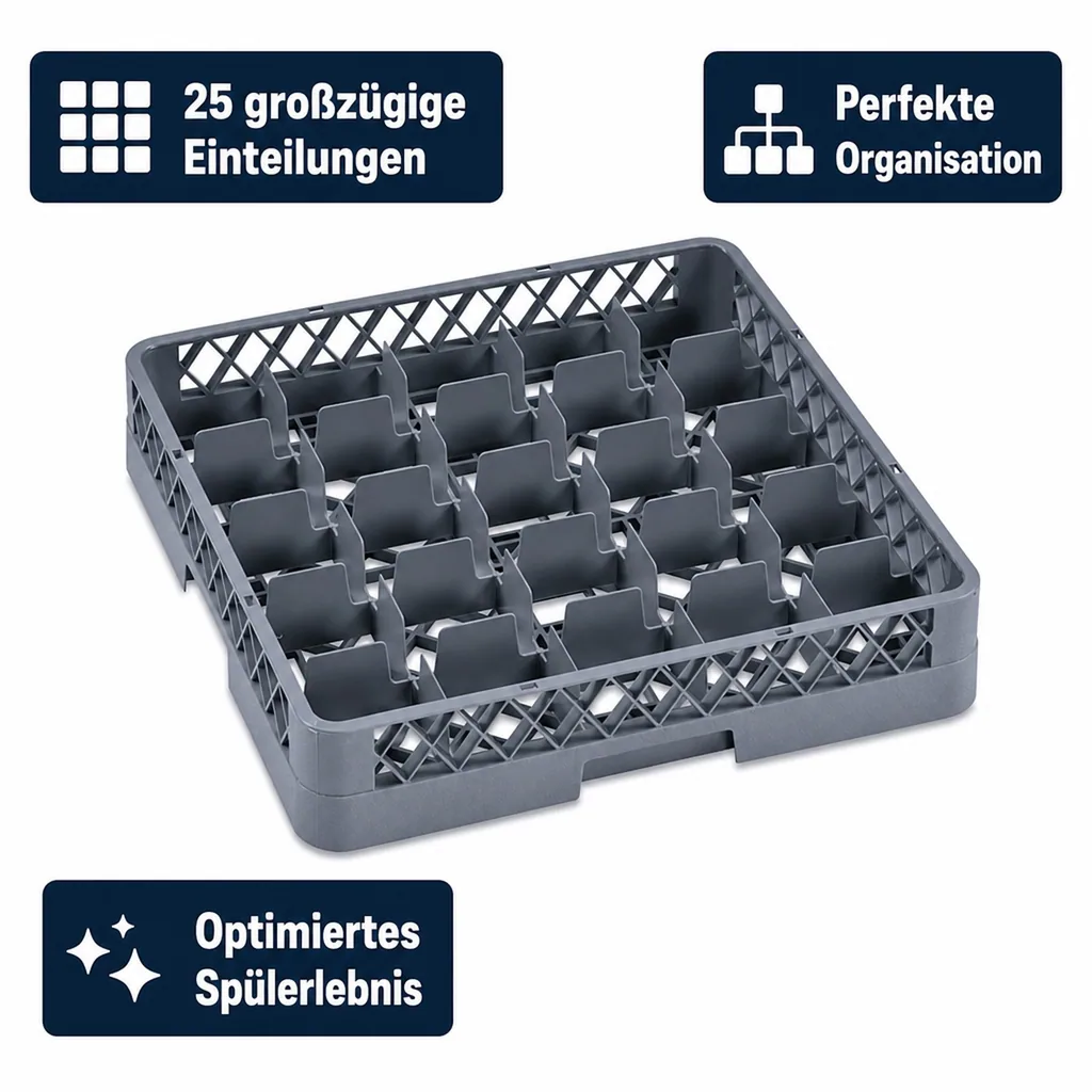 Spülmaschinenkorb, Tassenkorb, Glaskorb - 25 Einteilungen