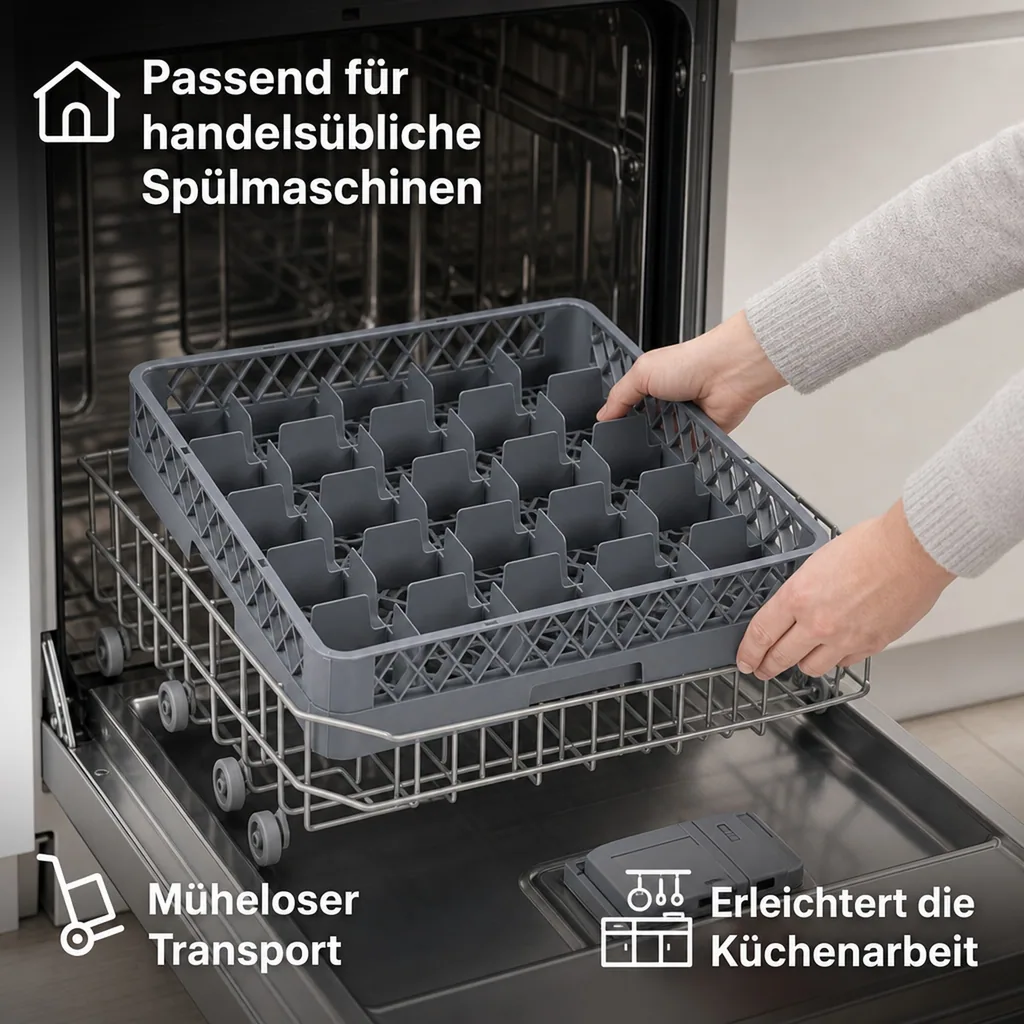 Spülmaschinenkorb, Tassenkorb, Glaskorb - 25 Einteilungen