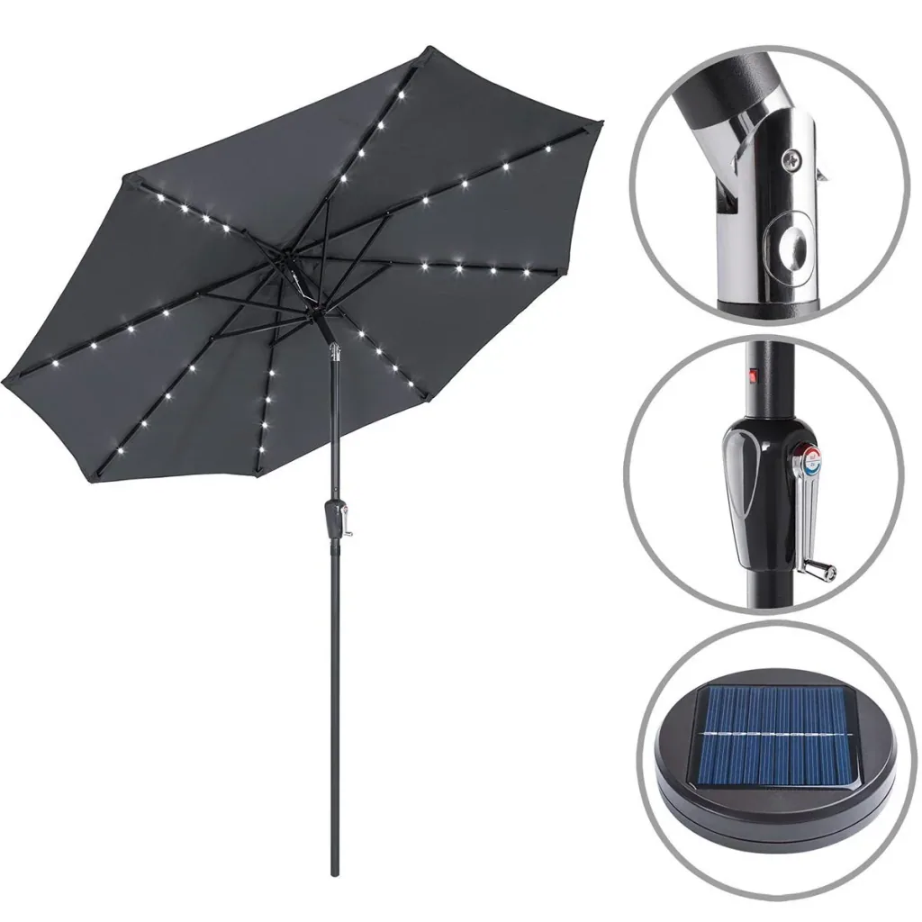 Sonnenschirm Florida mit LED-Beleuchtung schwenkbar anthrazit - Ø 3m