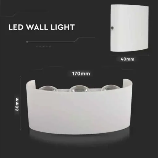 VT-846 LED-Wandleuchte oben / unten - 5W - 630 Lm - 3000K - Weiß